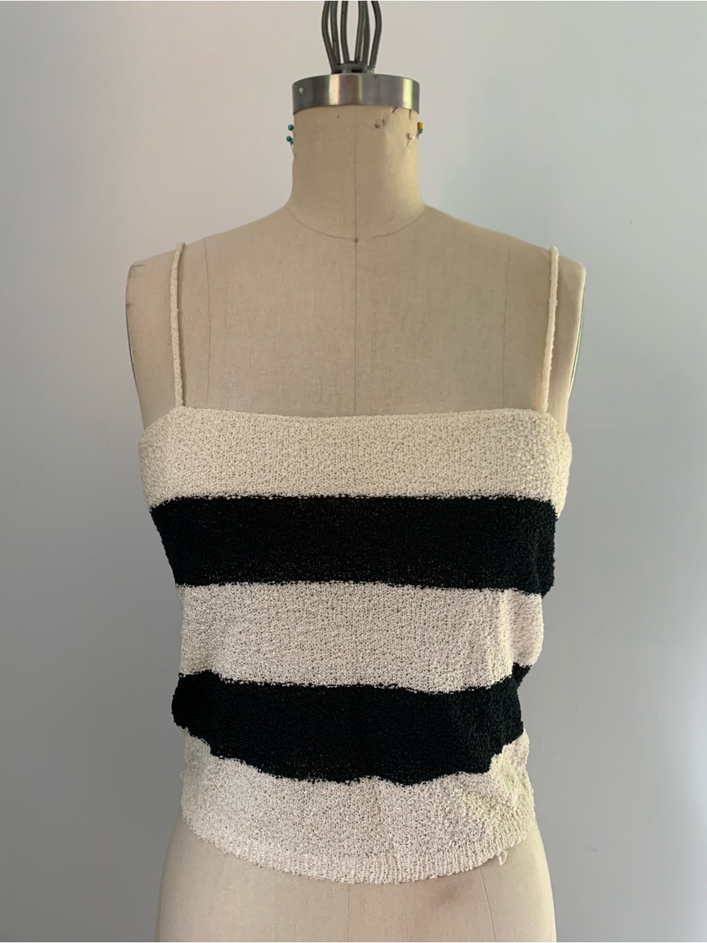 Vintage Striped Bouclé Spaghetti Strap Tank Top